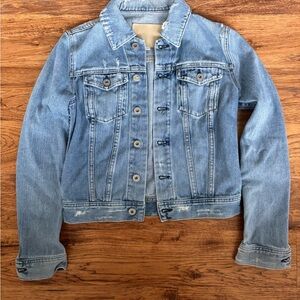 AG Jeans The Robyn Distressed Denim Blue Women's Jacket